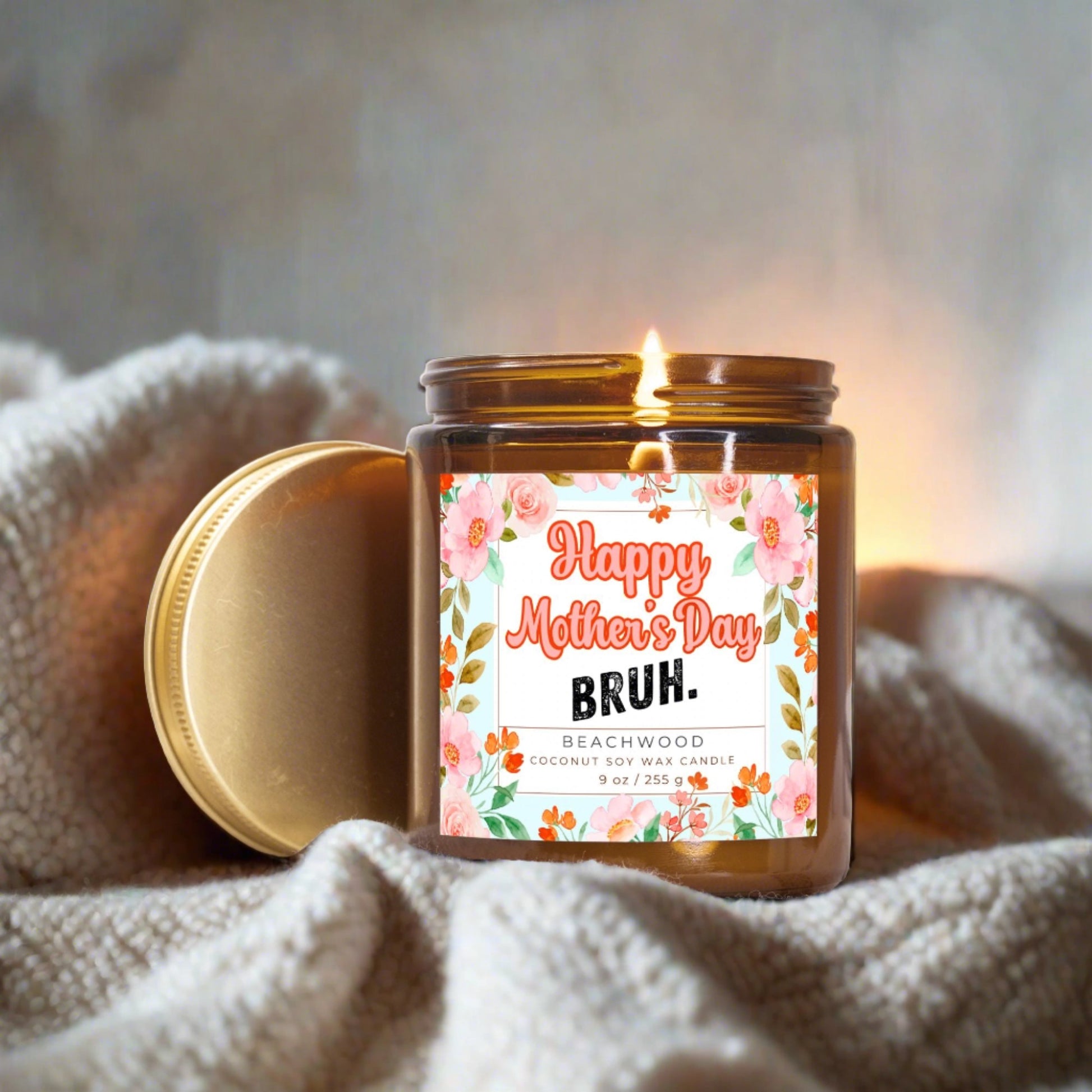 amber 9 oz candle for mother's day, snarky fun humor for mom