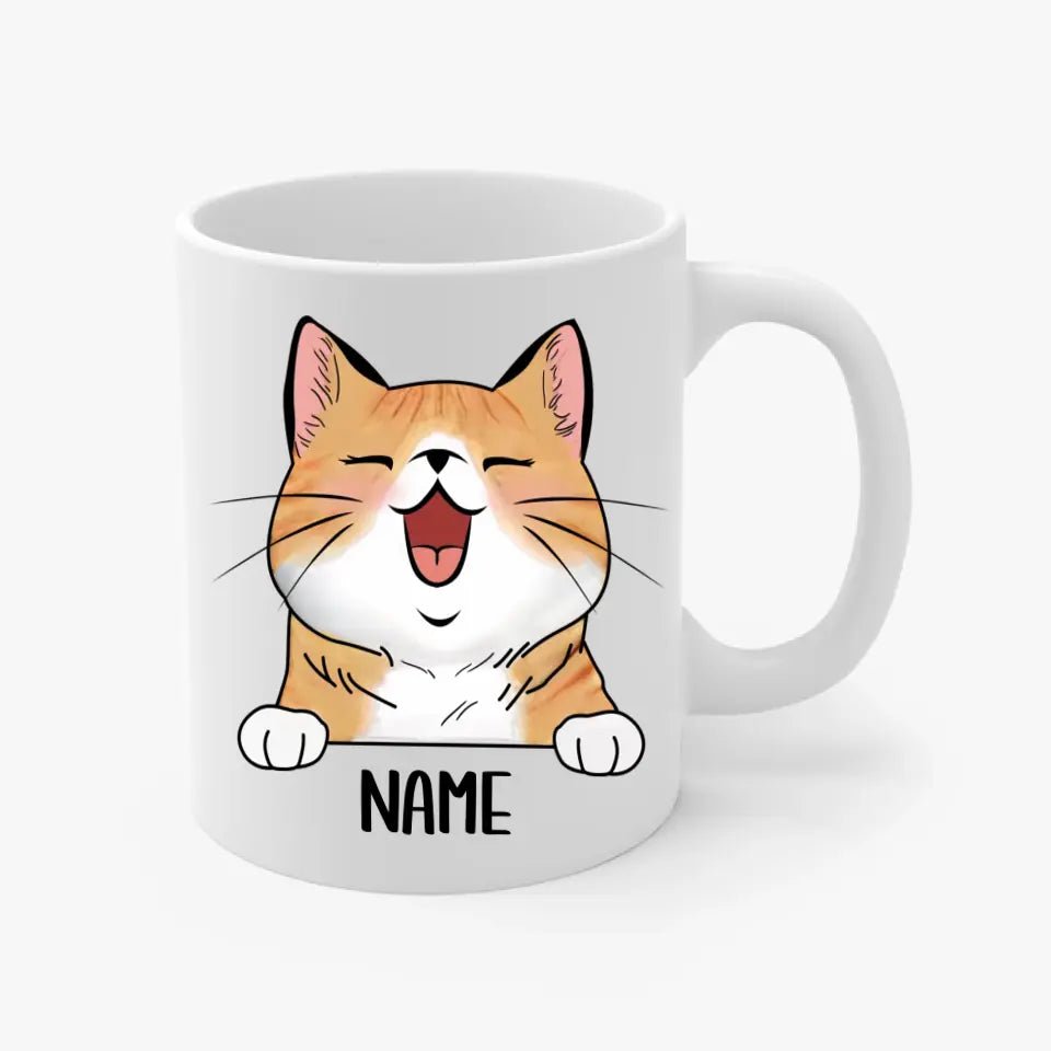 Cat and Coffee Lover Personalized Mug - Soaking Mermaid Gifts