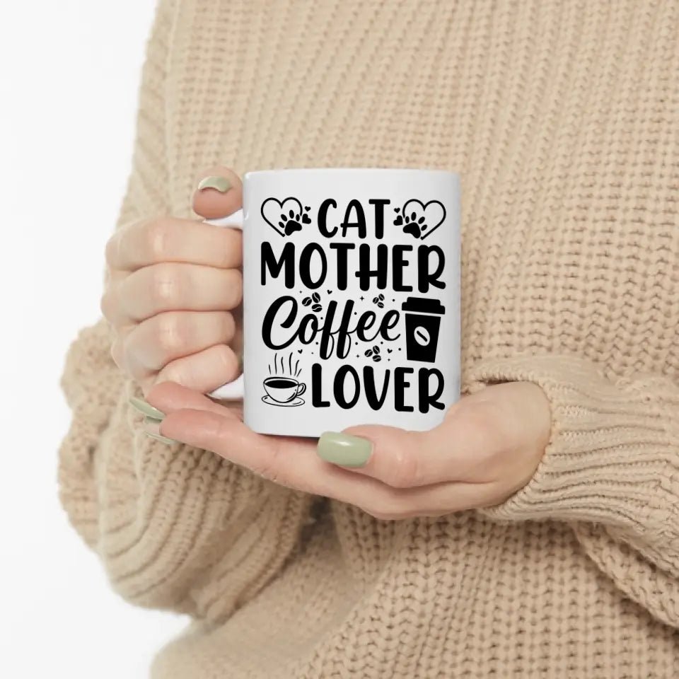 Cat and Coffee Lover Personalized Mug - Soaking Mermaid Gifts