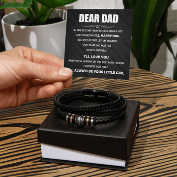 Dear Dad - Always Be Your Little Girl - Leather Bracelet - Soaking Mermaid Gifts