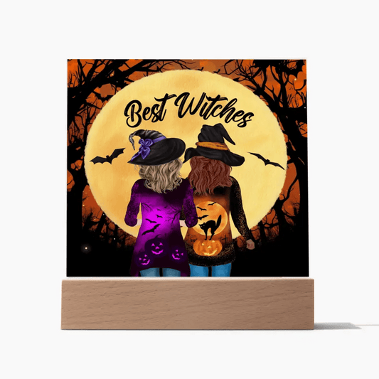 Halloween Custom Acrylic Plaque 'Best Witches' - Spooktacular Artwork, Happy Halloween, Besties - Soaking Mermaid Gifts