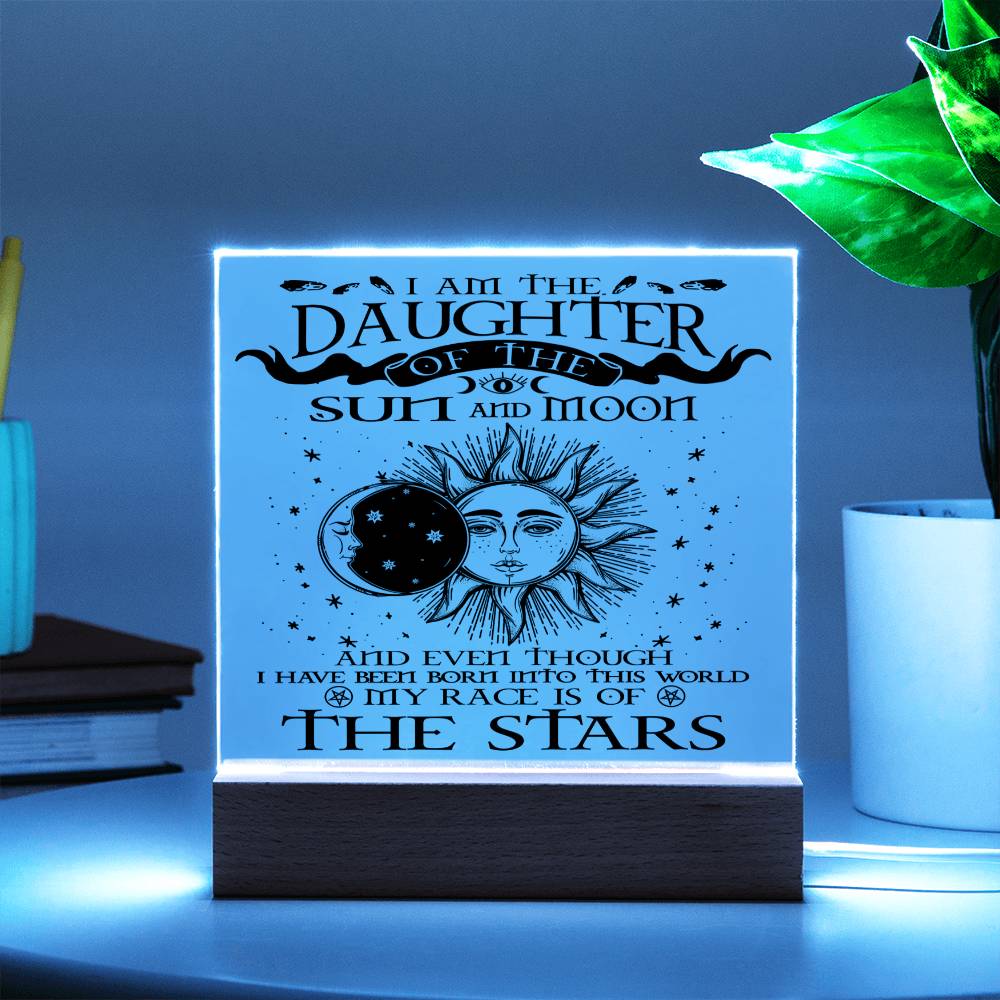 I am the Daughter of the Sun and the Moon - Square Acrylic Plaque - Soaking Mermaid Gifts