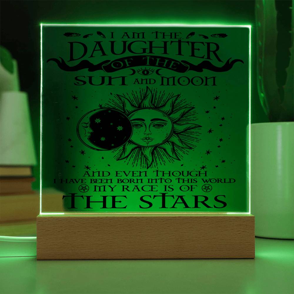 I am the Daughter of the Sun and the Moon - Square Acrylic Plaque - Soaking Mermaid Gifts