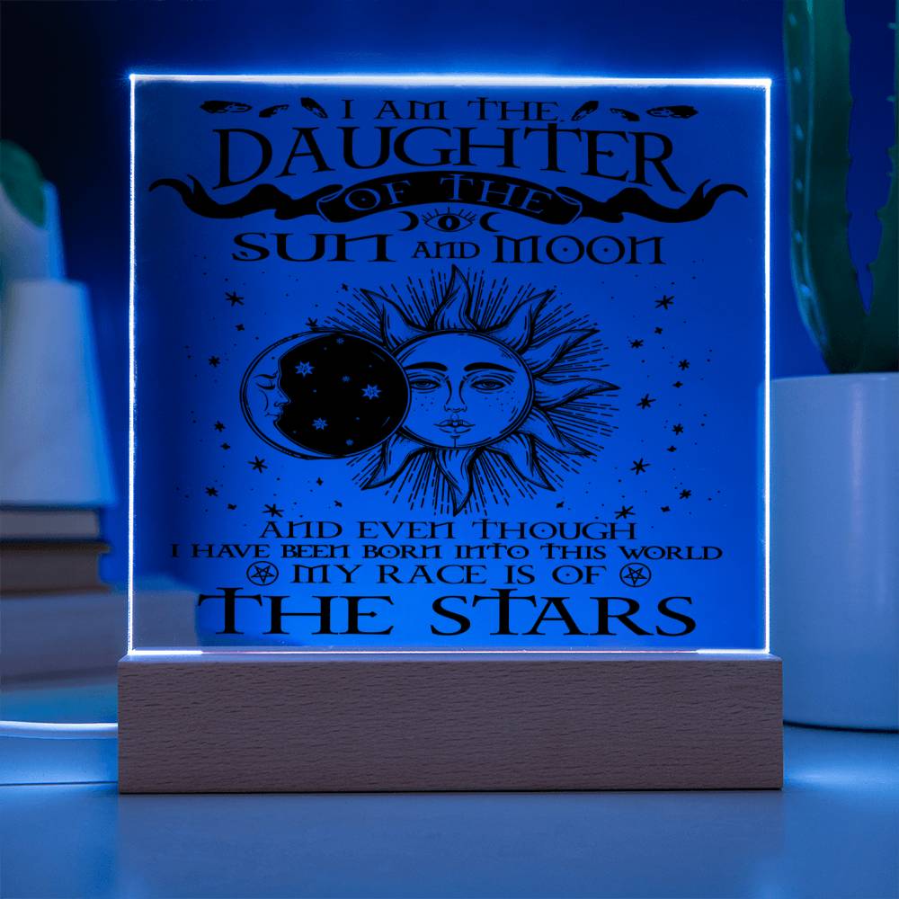 I am the Daughter of the Sun and the Moon - Square Acrylic Plaque - Soaking Mermaid Gifts