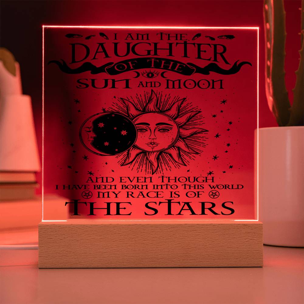 I am the Daughter of the Sun and the Moon - Square Acrylic Plaque - Soaking Mermaid Gifts