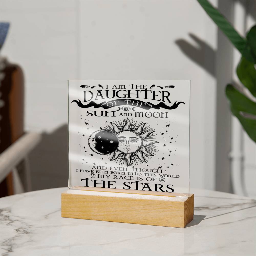 I am the Daughter of the Sun and the Moon - Square Acrylic Plaque - Soaking Mermaid Gifts