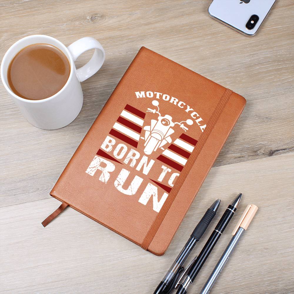 Motorcycle: Born to Run Vegan Leather Journal - Record Your Roadway Adventures - Soaking Mermaid Gifts