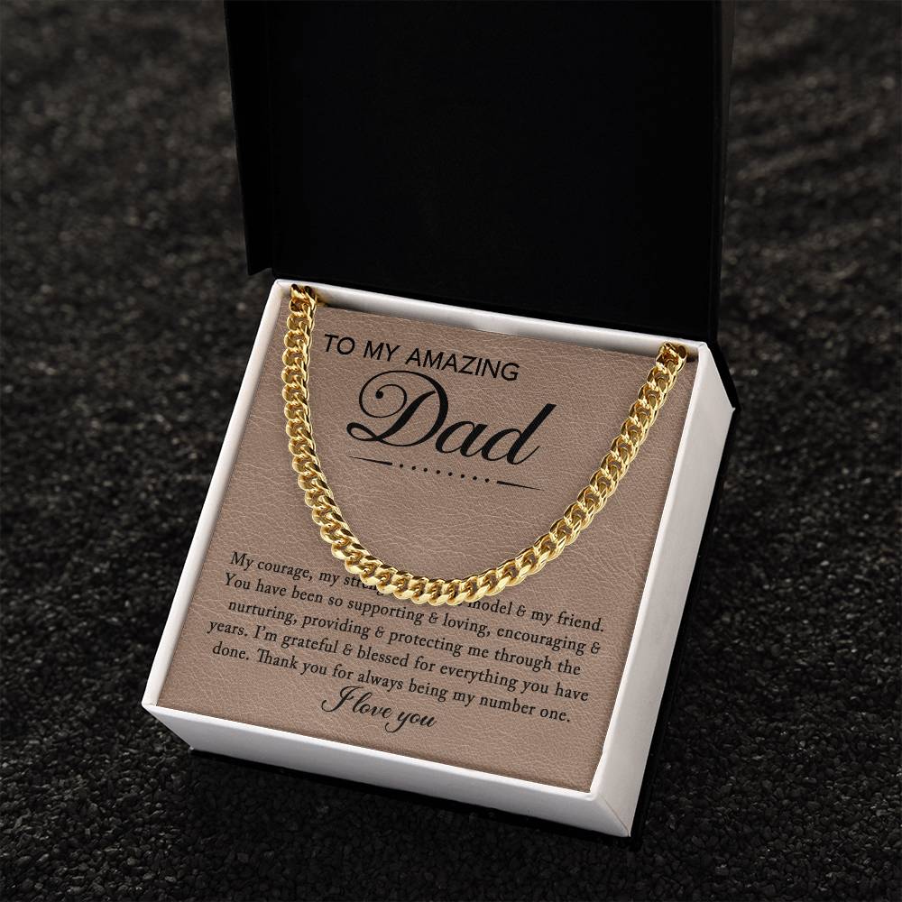 To My Amazing Dad - My Courage My Strength - Cuban Necklace - Soaking Mermaid Gifts