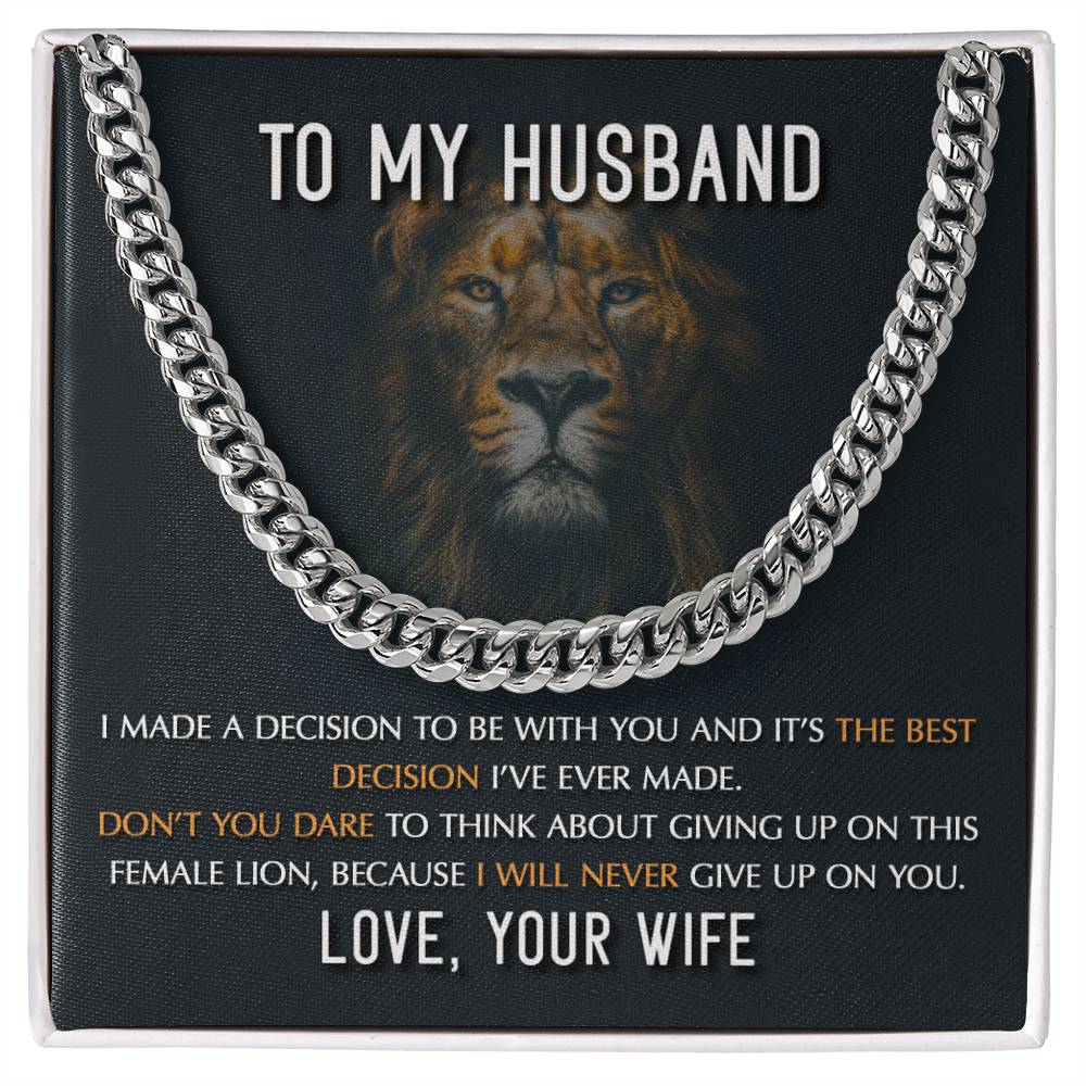 To My Husband - My Best Decision - Cuban Necklace - Soaking Mermaid Gifts