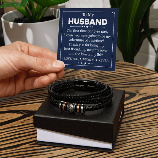 To My Husband - My Naughty Lover - Leather Bracelet - Soaking Mermaid Gifts
