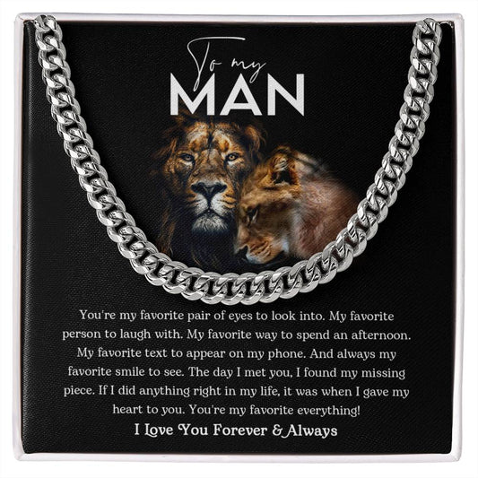 To My Man - You're My Favorite - Cuban Necklace - Soaking Mermaid Gifts