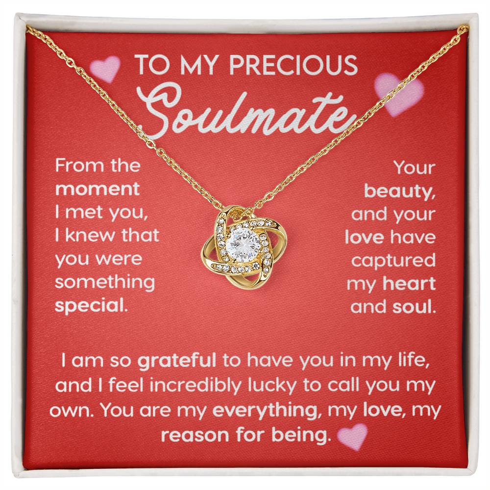 To My Precious Soulmate - I'm So Grateful - Love Knot Necklace - Soaking Mermaid Gifts