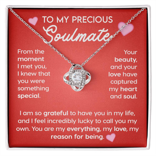 To My Precious Soulmate - I'm So Grateful - Love Knot Necklace - Soaking Mermaid Gifts