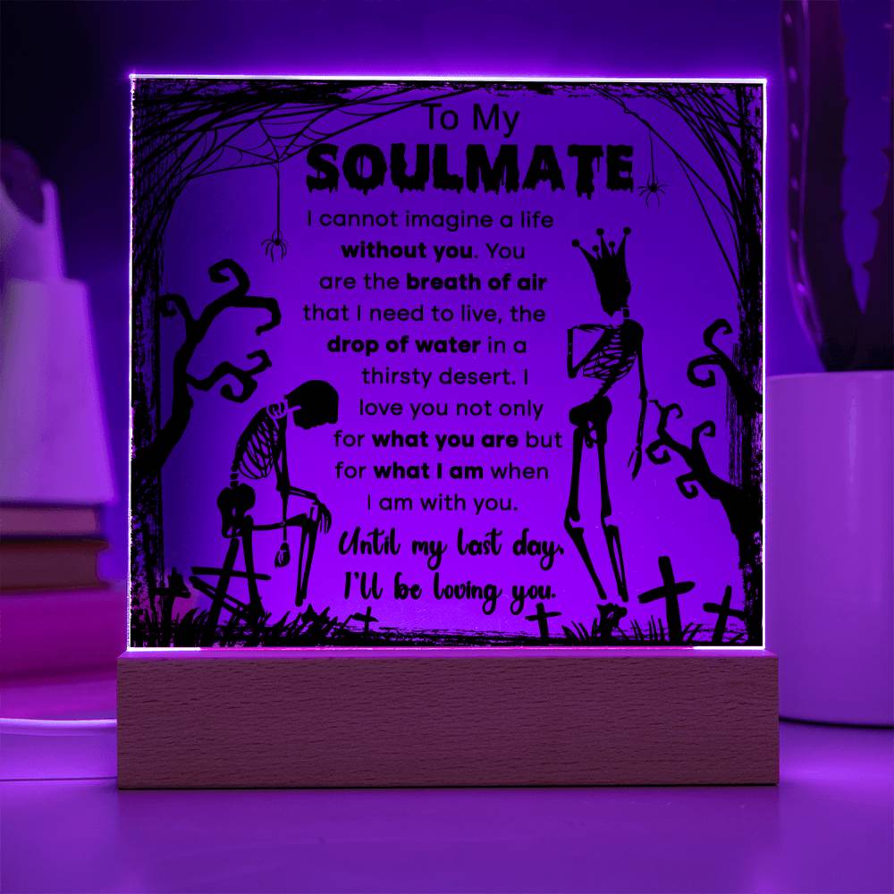 To My Soulmate, I Cannot Imagine Life Without You - Acrylic Square Plaque - Soaking Mermaid Gifts