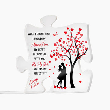 When I Found You, I Found My Missing Piece - Puzzle Shaped Acrylic Plaque - Gift For Husband, Wife, Anniversary, Valentine's Day - Soaking Mermaid Gifts